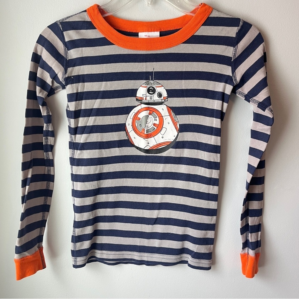 Hanna Andersson Star Wars BB8 Orange and Blue Striped Long Sleeve Tee